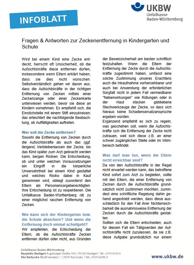 Infoblatt Zeckenentfernung (UKBW)