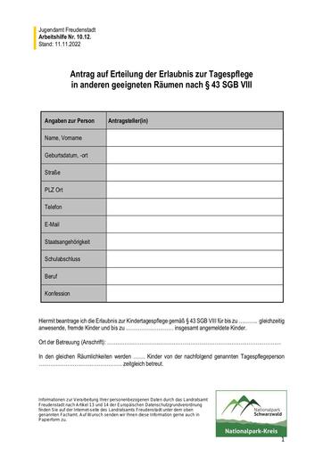 Erstantrag Pflegeerlaubnis TIGER