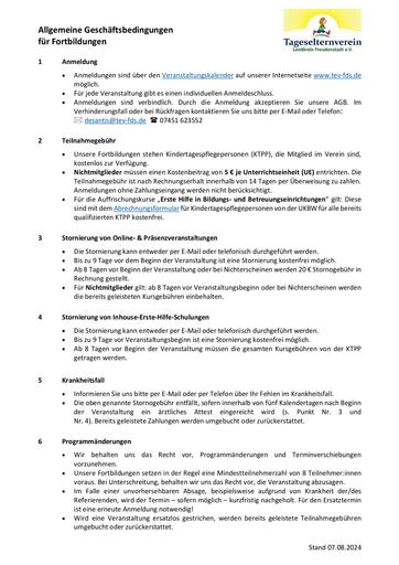 AGB für Fortbildungen