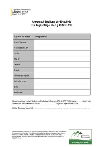 Erstantrag Pflegeerlaubnis